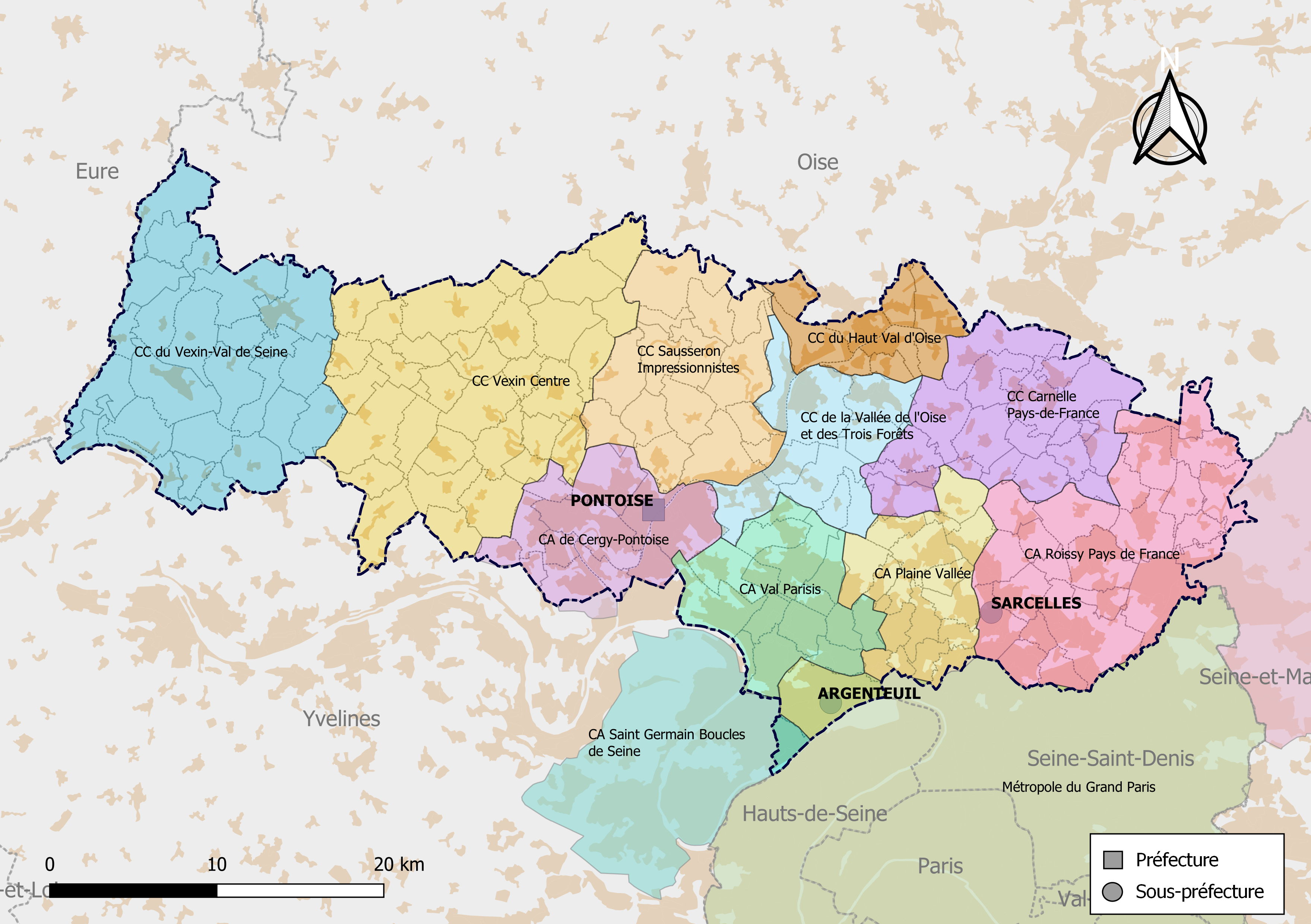 val d oise carte de france File:95 Val d'Oise intercos 2019.png   Wikimedia Commons