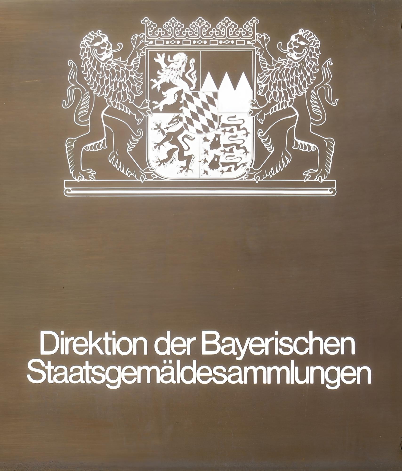 Schild „Direktion der Bayerischen Staatsgemäldesammlungen“