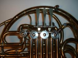 Close-up photo of valves of a double horn