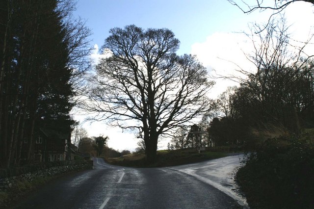 File:Hawkshead to the left, Coniston and Skelwith Bridge, via the Drunken Duck, to the right - geograph.org.uk - 1597186.jpg