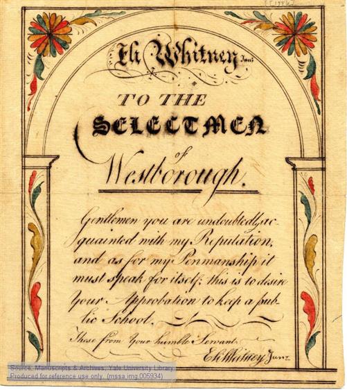File:Petition of Eli Whitney to Selectmen of Westborough Massachusetts.jpg