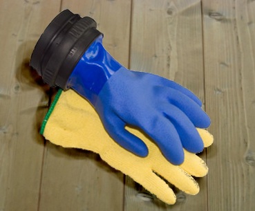 Dry glove with attachment ring and liner
