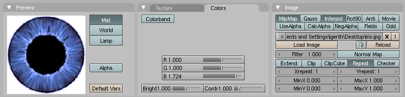 Setting the iris color.