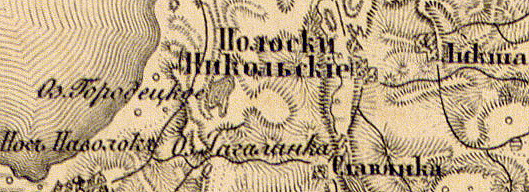 Деревня Полоски на карте 1863 года
