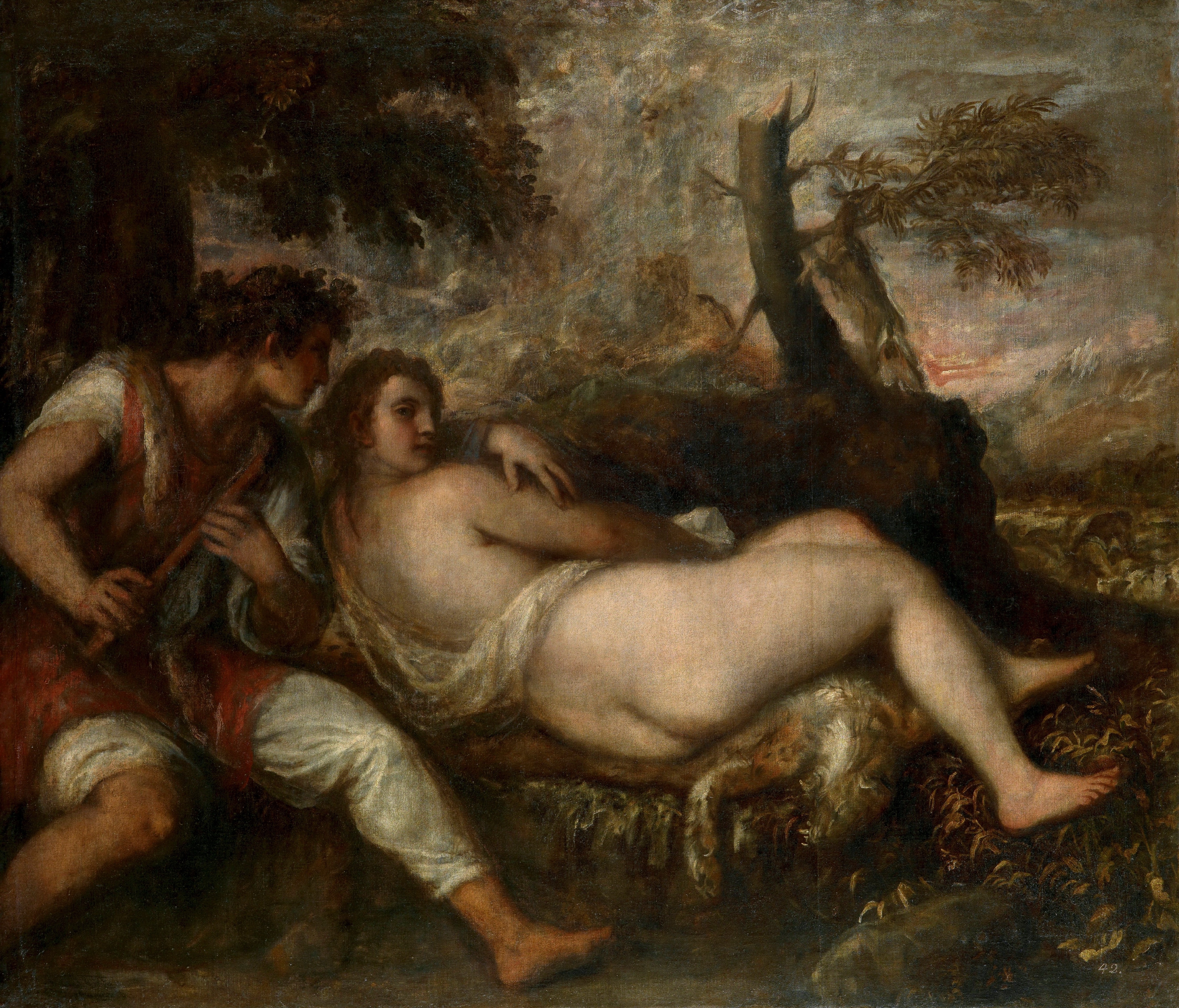 ''La Nymphe et le Berger'', tableau du [[Titien