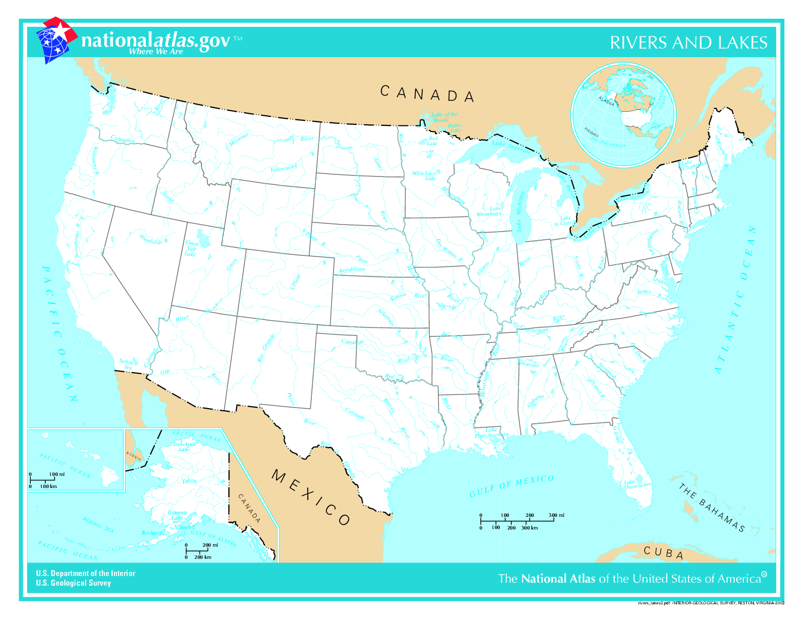 lakes in the us map File Us Map Rivers And Lakes Png Wikimedia Commons lakes in the us map