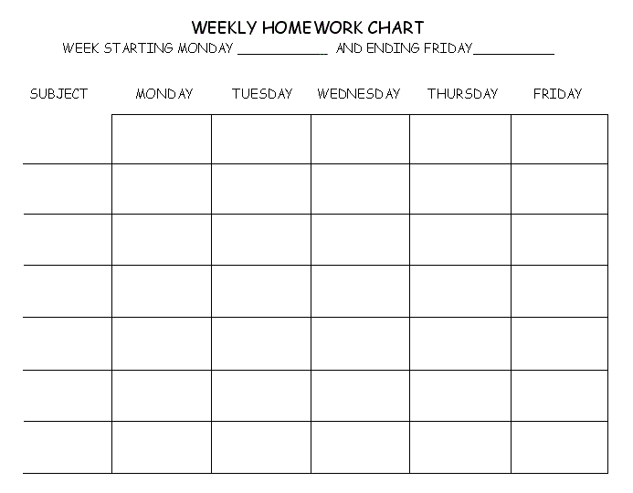 weekly homework chart