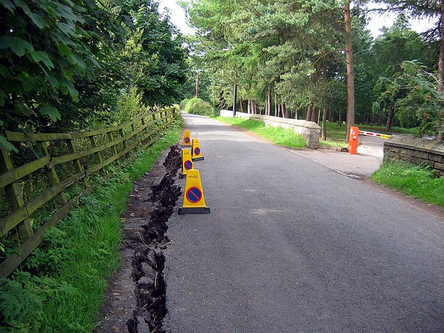 File:Flood damage Houghall Farm road - geograph.org.uk - 1415131.jpg