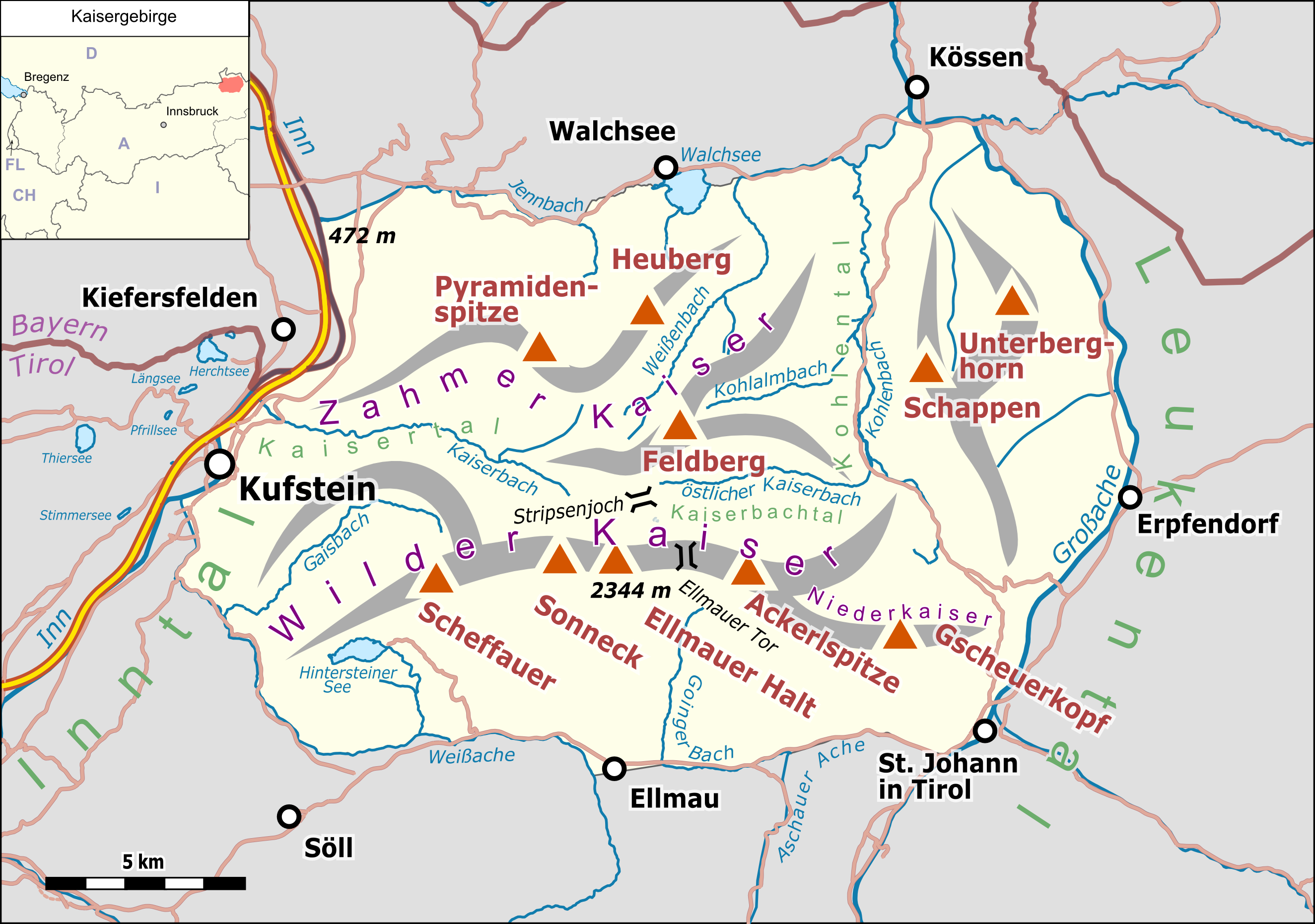 ellmau tirol karte Kaisergebirge Wikipedia ellmau tirol karte