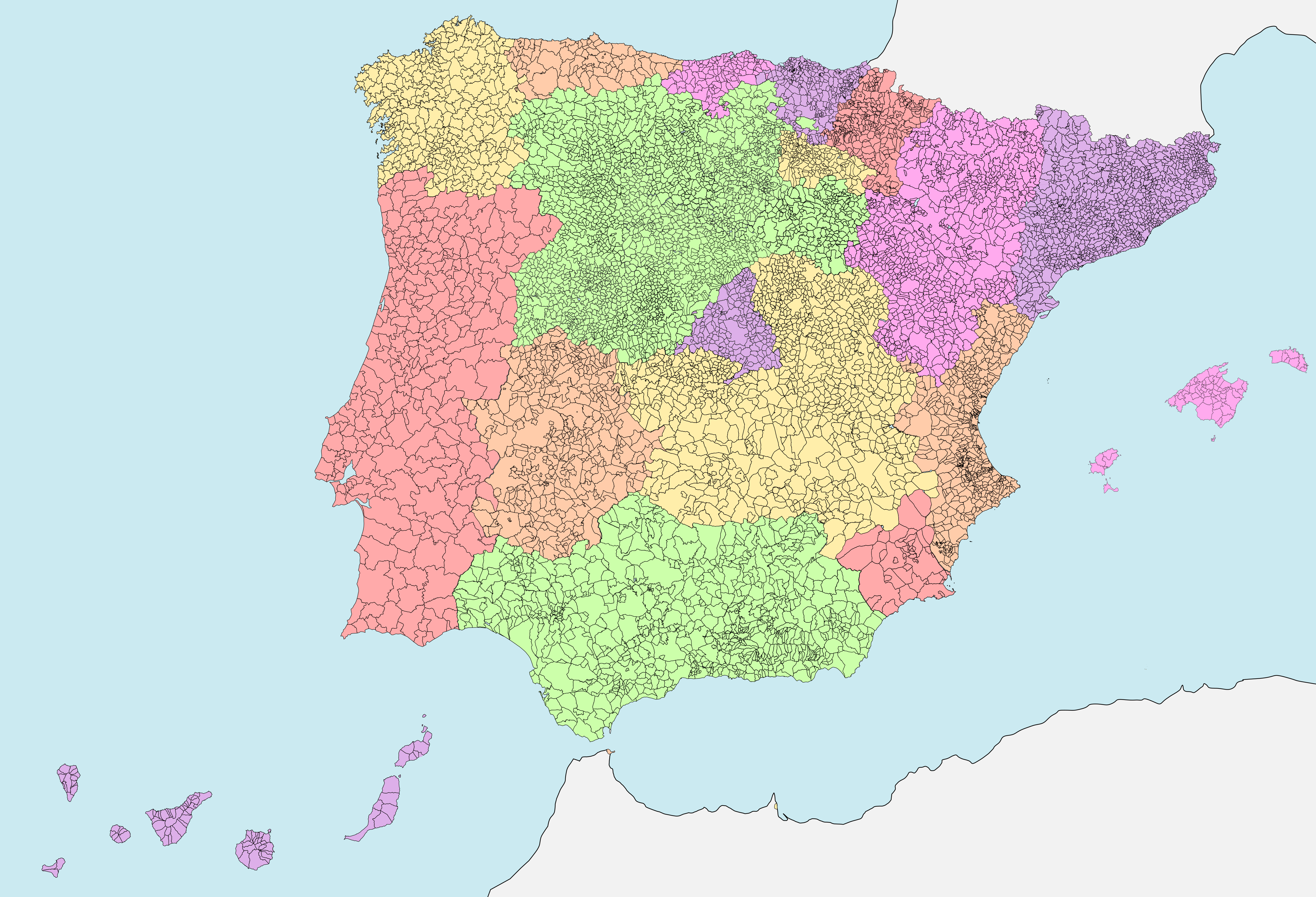 Mapa Político De Portugal E Da Espanha Ilustração do Vetor