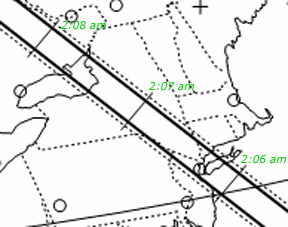 File:Outline map of the path of the shadow of asteroid (163) Erigone as it occults Regulus on March 20, 2014.jpg