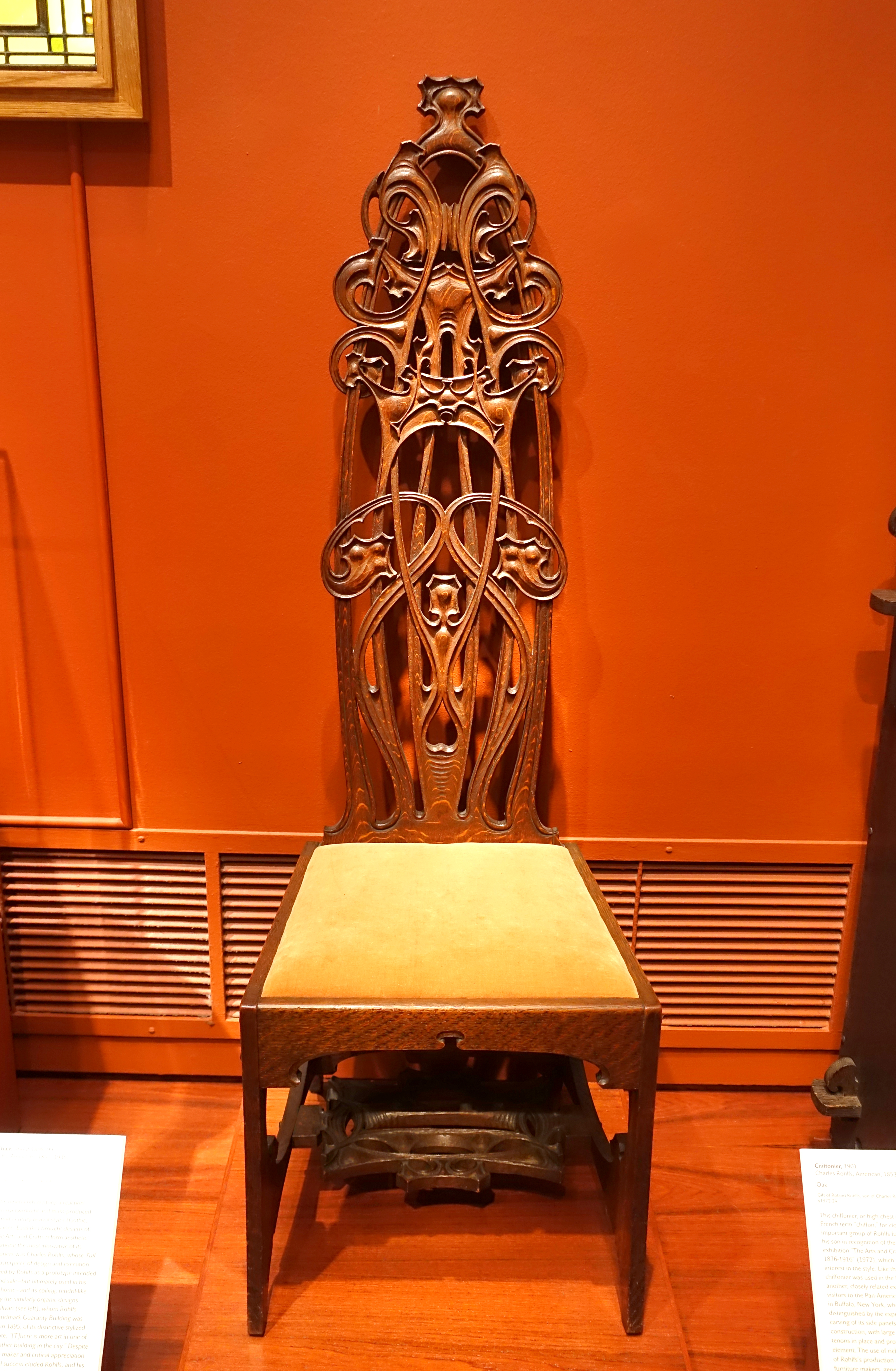 File Tall Back Chair By Charles Rohlfs American C 1898