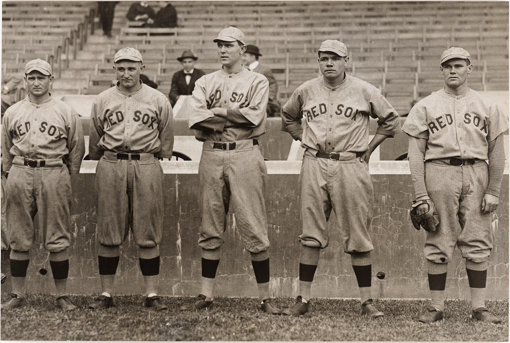 Portrait of Babe Ruth, pitcher for the Boston Red Sox. Caption