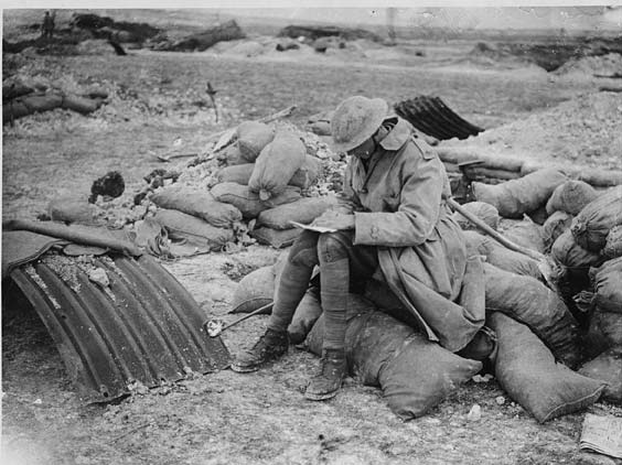 File:British officer writing home - WWI - Western Front.jpg