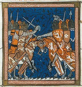 Иллюстрация к событиям Второй баронской войны из «Хроники Сен-Дени» (Британская библиотека).