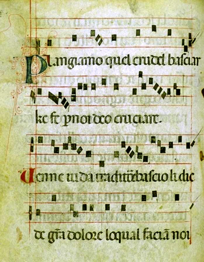Folio 46v del Laudario di Cortona del siglo XIII, con el 