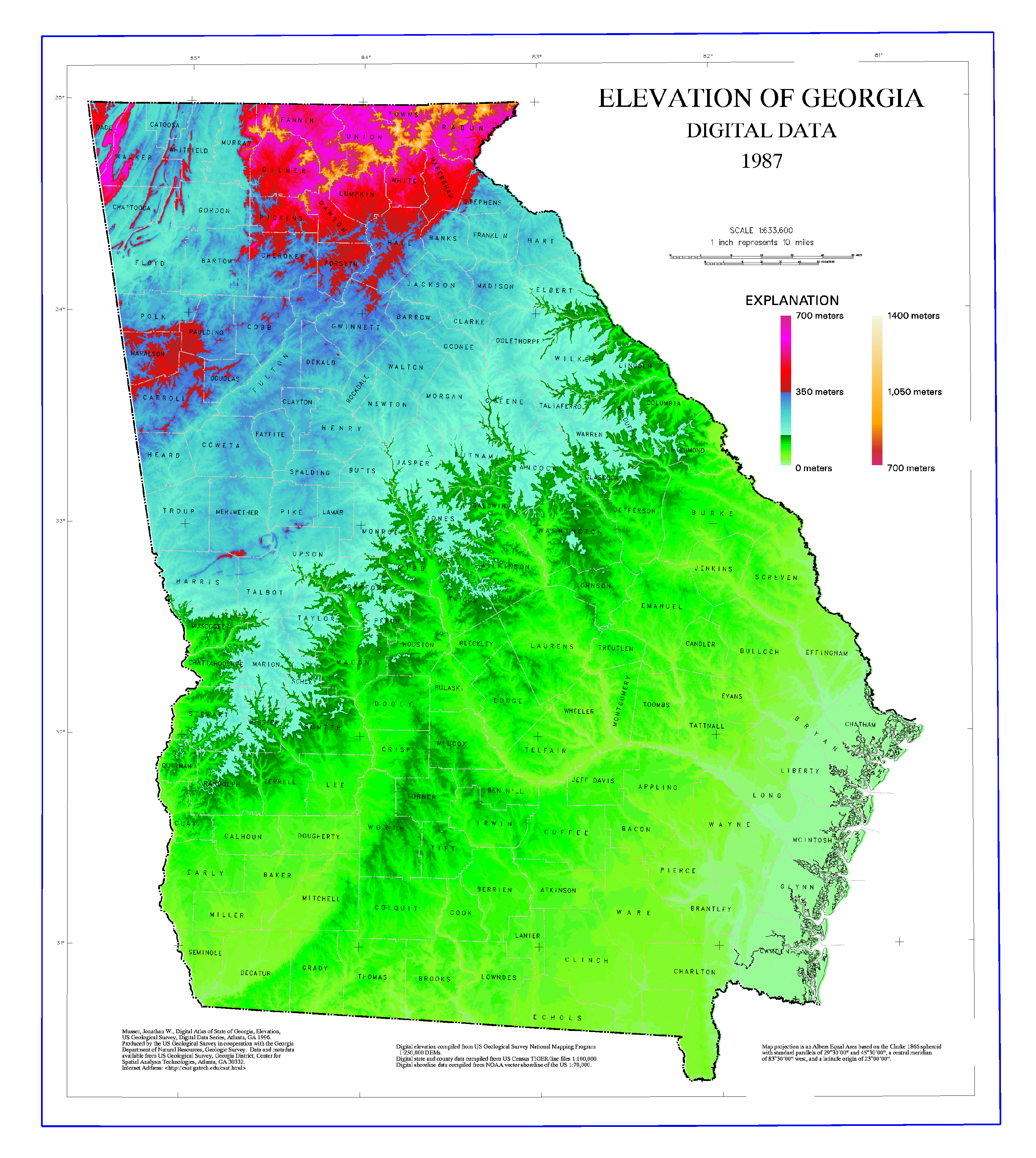 north carolina physical features map