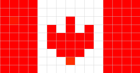 A pixelized Canadian flag