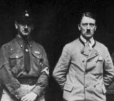 Adolf Hitler (right) and his chauffeur Julius Schreck (left), both wearers of the toothbrush moustache--their only substantial physical similarity (1925) Schreck 2.jpg