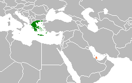 Kaart met daarop Griekenland en Qatar