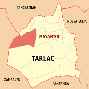 Mapa han Tarlac nga nagpapakita han kahamutang han Mayantoc