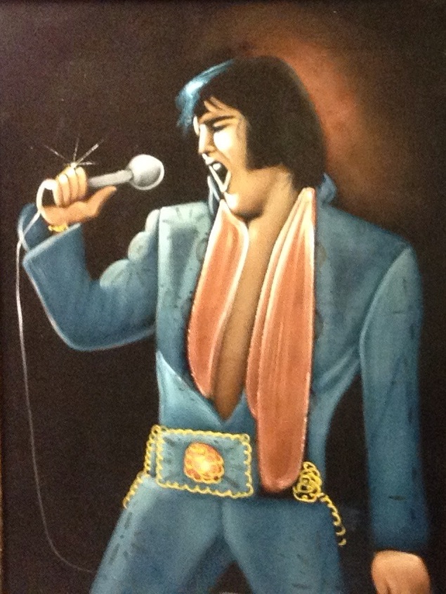 Elvis velvet painting zales black rings