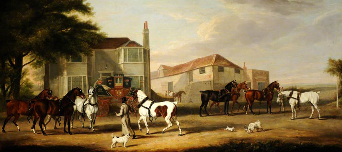 File:William Henry Davis (1786-1865) - Changing Horses, the Exeter