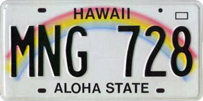 Hawaii Rainbow License Plate