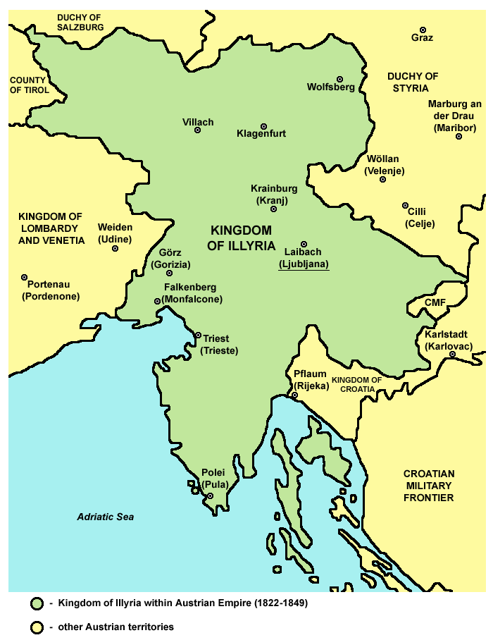 karta slovenije i austrije Kraljevina Ilirija (austrijska)   Wikipedia karta slovenije i austrije
