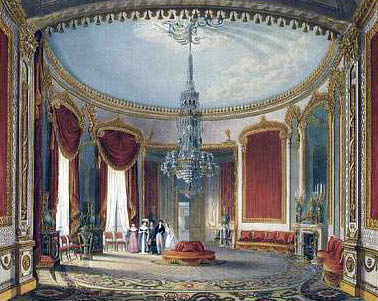 Grand Saloon at the Royal Pavilion in Brighton from John Nash's Views of the Royal Pavilion (1826)