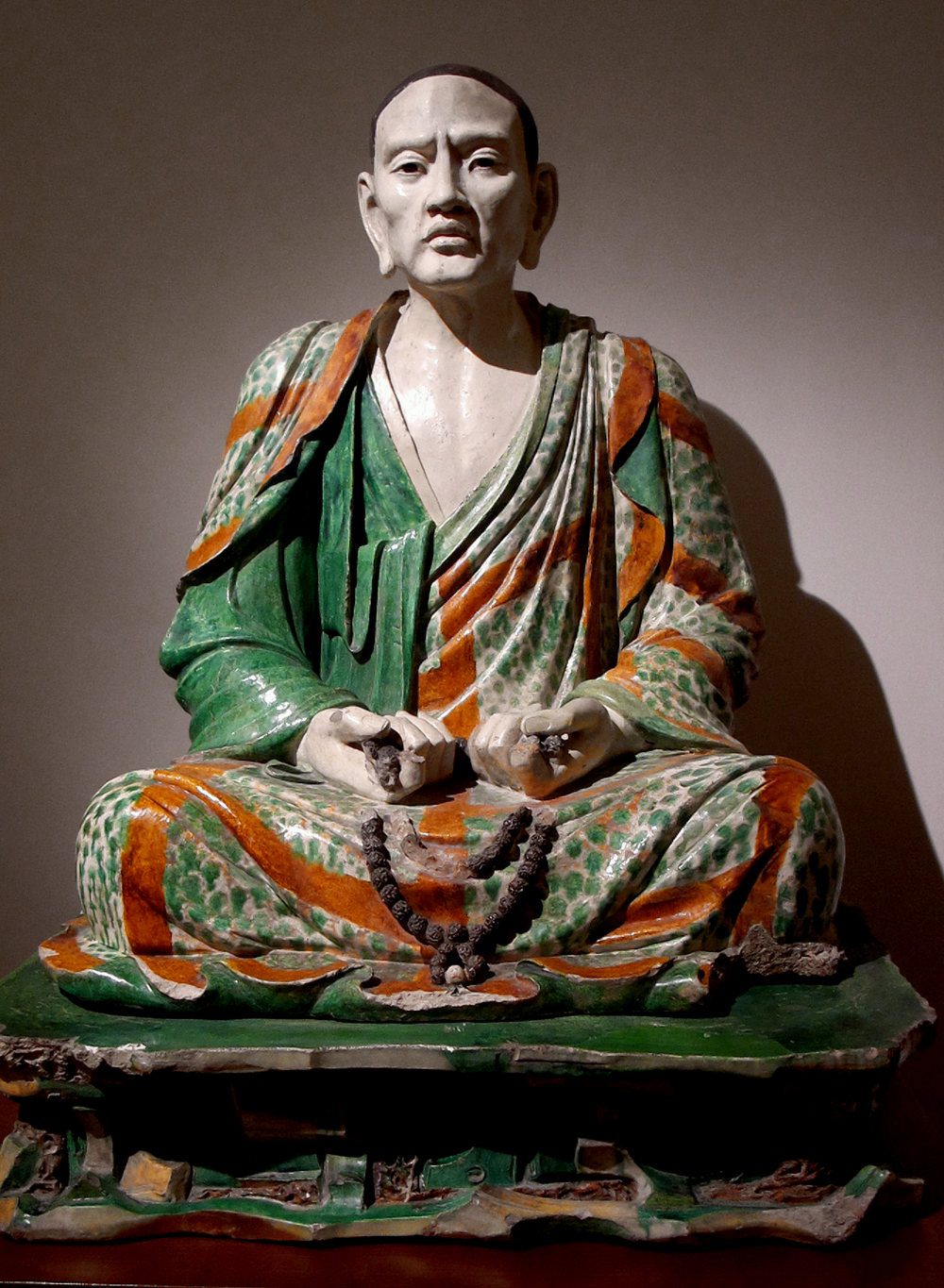 5.9"Chinese Box-wood HandCarved Buddhism Warrior Monk Luohan Arhat Buddha Statue 