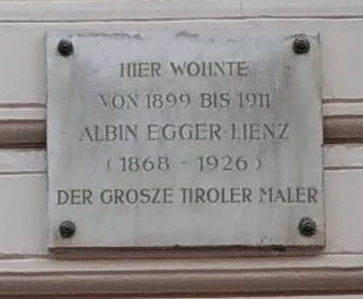 Gedenktafel Albin Egger Lienz 1030 Wien Veithgasse 3.jpg