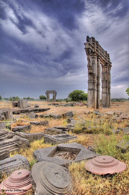 Ruins of the Kakatiya Kala Thoranam (Warangal Gate).