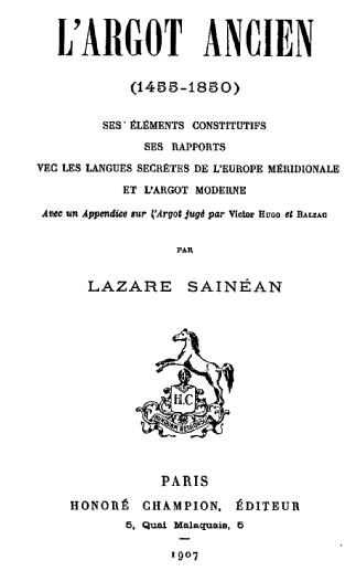 File:1907 Sainean, Argot ancien.JPG