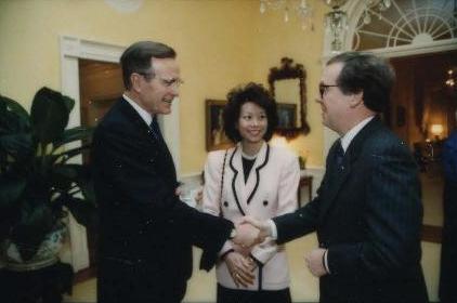 President George H. W. Bush with McConnell and Elaine Chao in February 1991