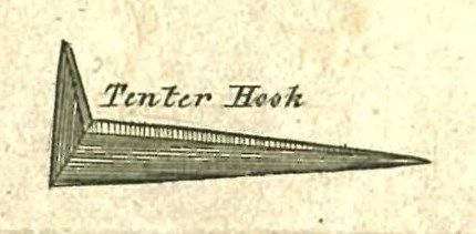 Tenter hook in an 1822 trade catalogue, published by H. Barns & Sons, of Birmingham, England