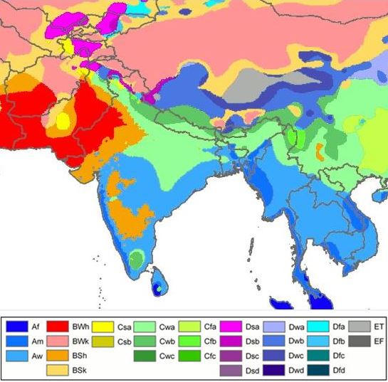 চিত্র:India and South Asia Köppen climate map with legend.jpg