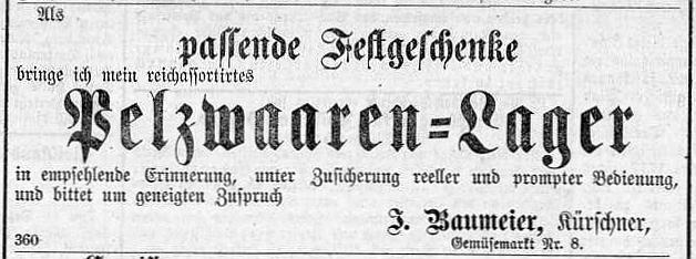 File:Pelzwaren-Handlung Julius Baumeier, Düsseldorf, Anzeige 19.12.1871.jpg