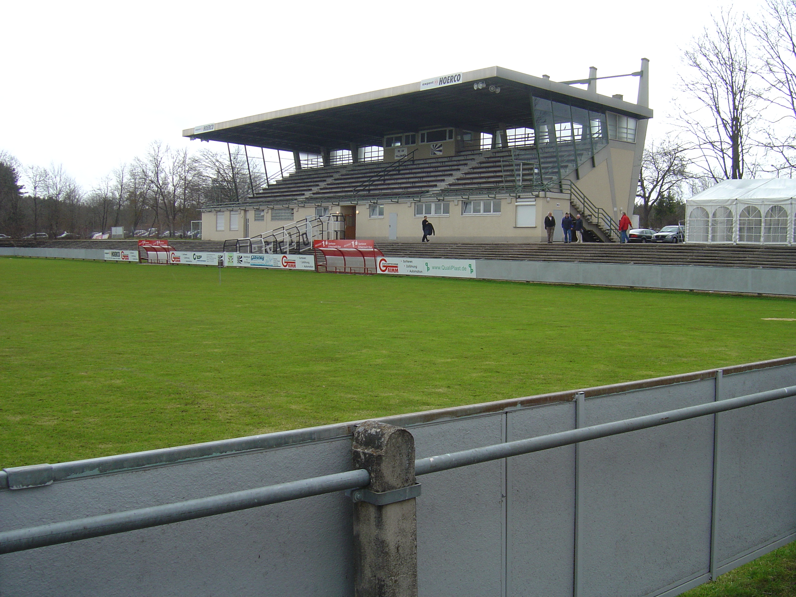 Stadion am Friedengrund, the home of football club FC 08 Villingen - main stand
