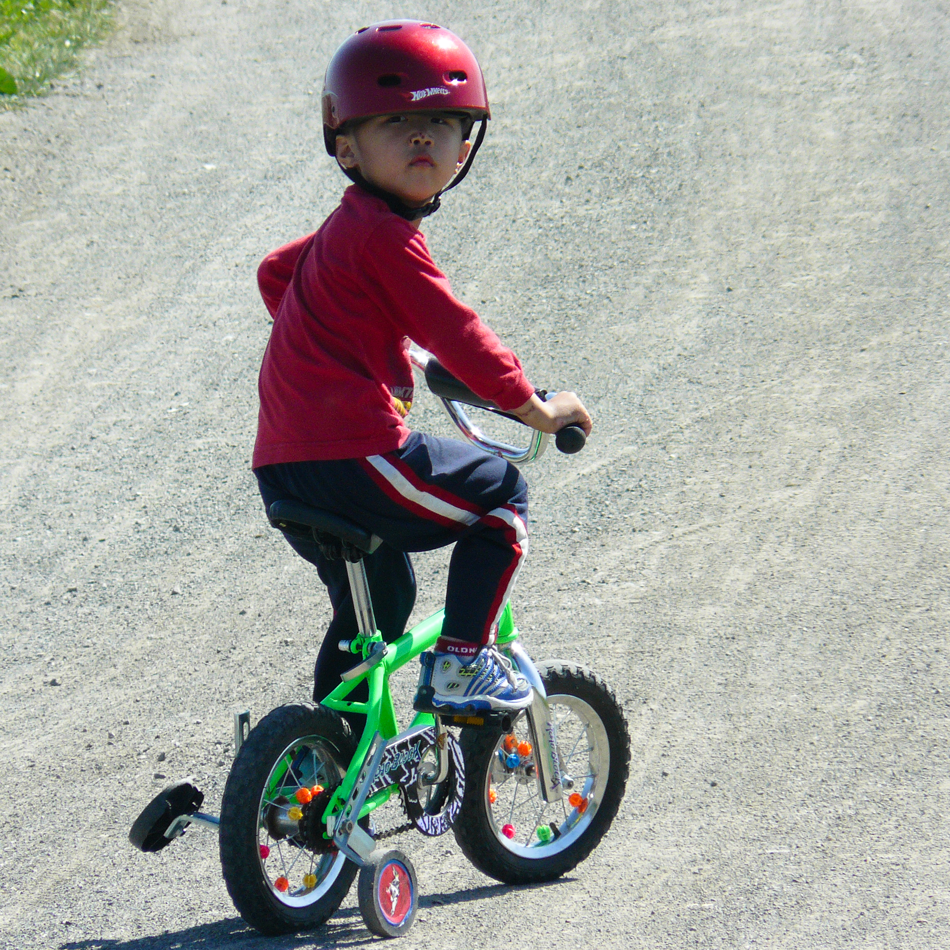 a bike with training wheels