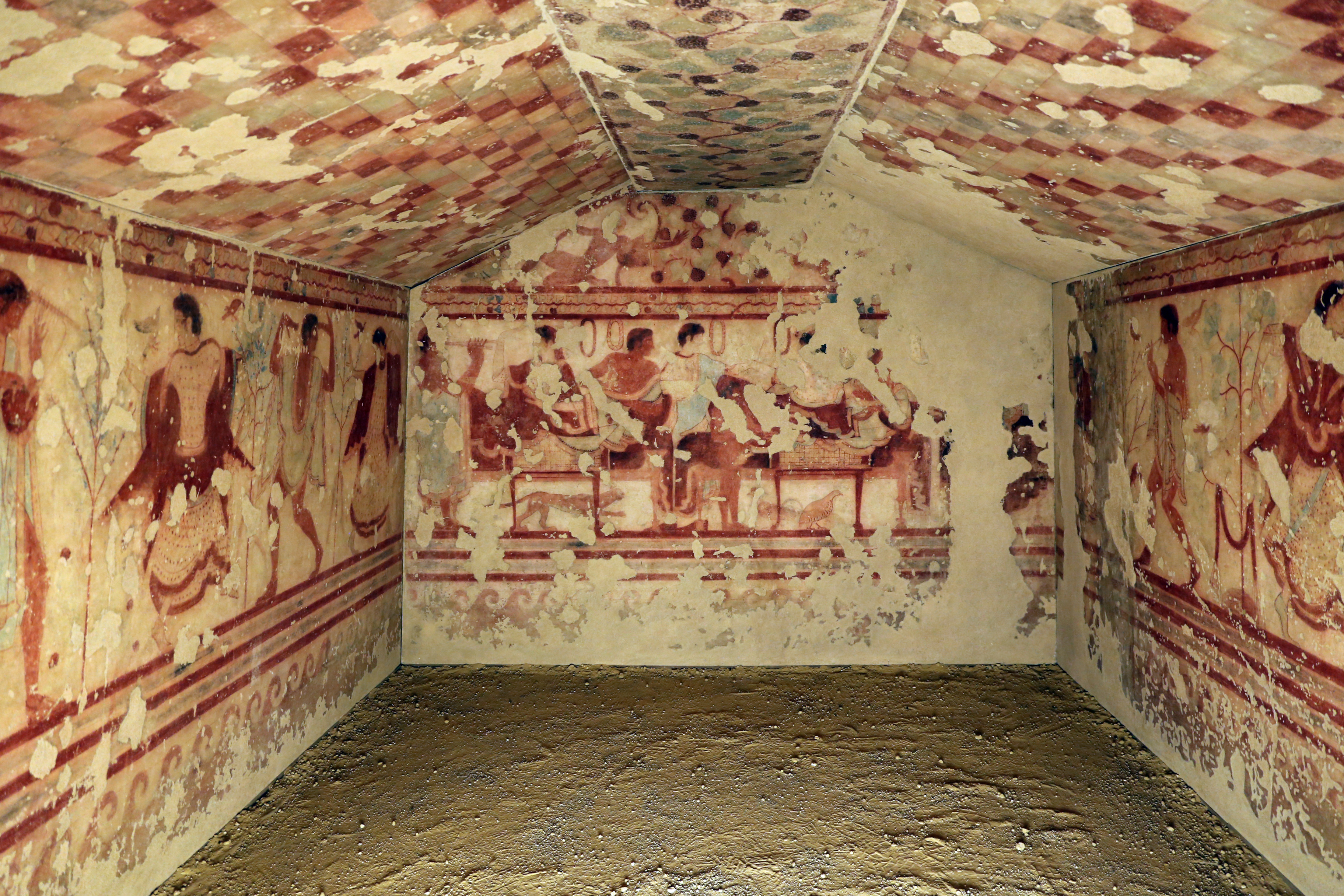 Fresco Painting in Triclinio Tomb of the Funerary Banquets