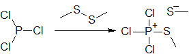 File:Reaction of arbuzov between dimethyl disulfide and phosphorus trichloride.png