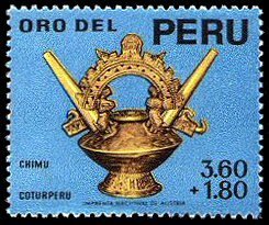 Sello del Perú - 1966 - Jarra con la parte superior un rostro típico Ñaimlap