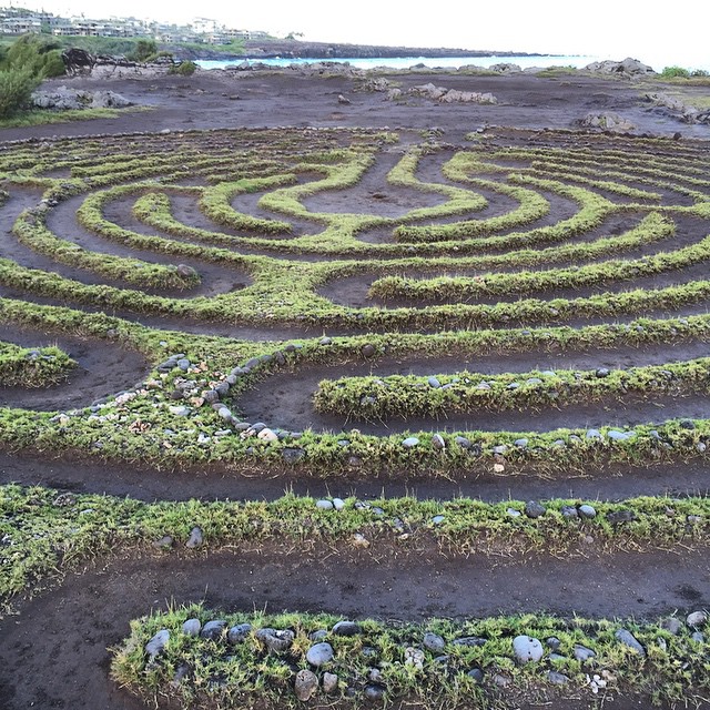 Labyrinth path on a hillside