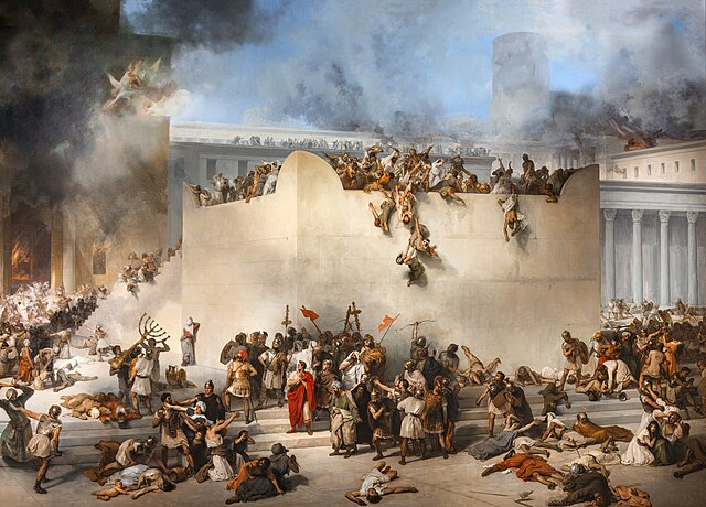 Francesco Hayez, The Second Temple in flames, 1867. The 9th of Av, Tisha B'Av, is a fast commemorating what has been called the saddest day in Jewish 