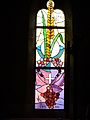 Pain de Vie, Vin Nouveau, un des vitraux créés pour l’église de MONTMORIN (Puy de Dôme), carton de Max ZYCHLA, création atelier JB TOSI 2010, 70 X 320