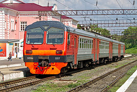 ЭД9М-0117 на вокзале в городе Ельце Липецкой области