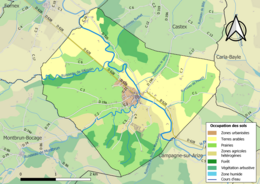 Kolorowa mapa przedstawiająca użytkowanie gruntów.