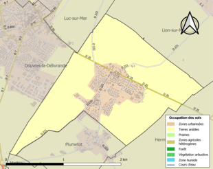 Kolorowa mapa przedstawiająca użytkowanie gruntów.