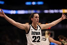 Clark with outstretched arms at the Big Ten tournament